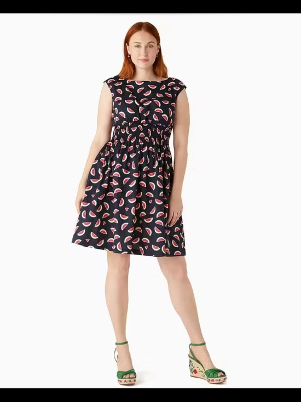 Kate Spade Smocked Dress with Pink Watermelon Print Size L
